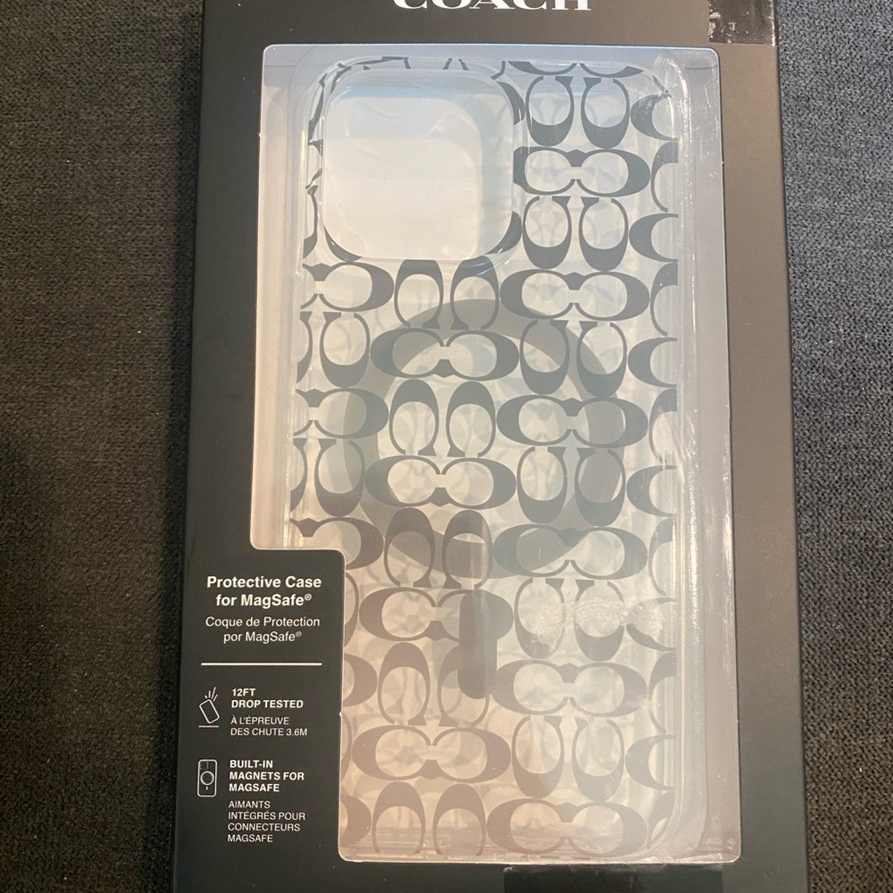 Coach Monogram IPhone15 Pro Max, MagSafe Case, Clear/Forest.
